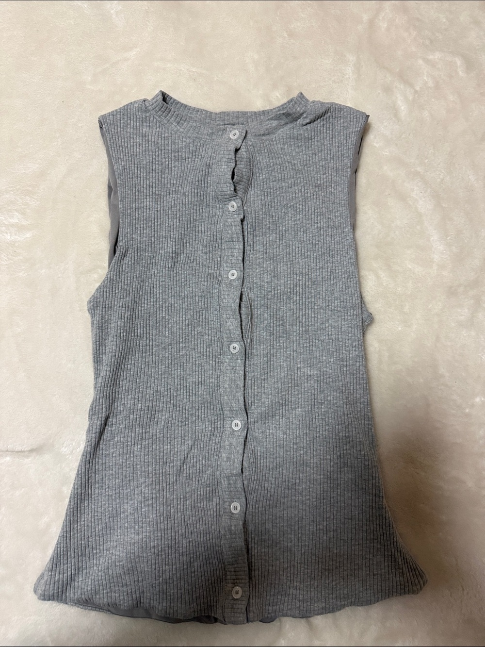 Missguided Light Gray Ribbed Button-Back Tank